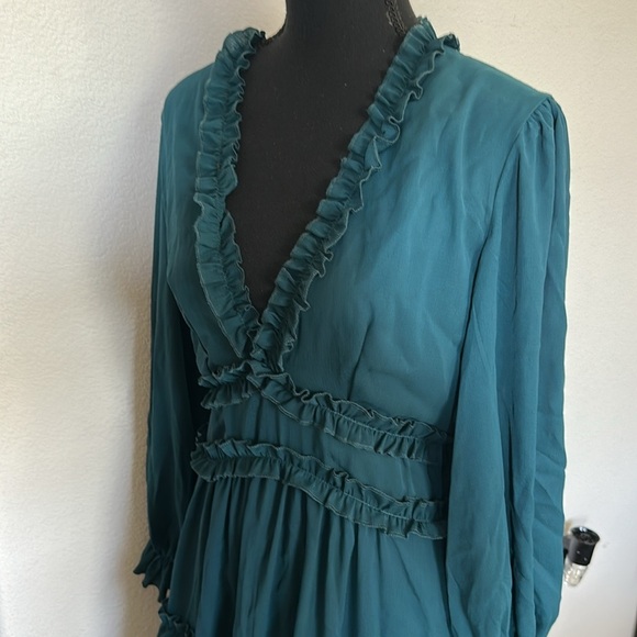 Elegant Teal Ruffle Dress - Picture 3 of 3